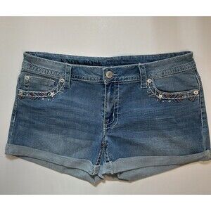 Knox Rose Shorts Women's Size 16 Denim Embroidered Jean Stretchy and Comfortable